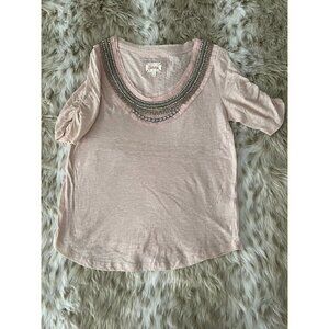 Anthropologie Elegant "Jewelscape Tee" by Deletta in Pale Pink, Beaded Small